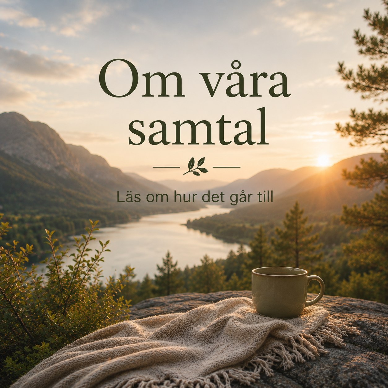 Naturlandskap med texten Om våra samtal